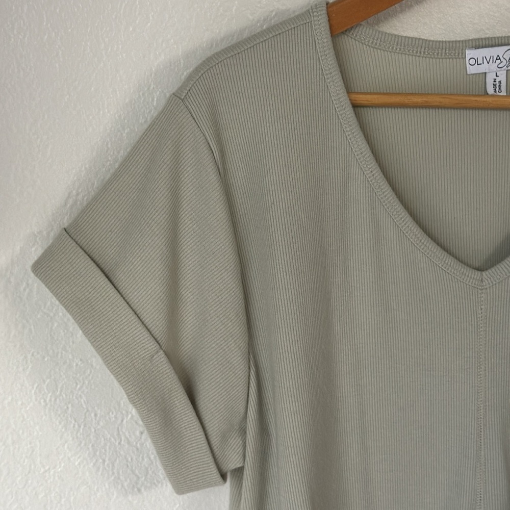 Olivia Sky Ribbed Front Tie Top‎ - Picture 2 of 5